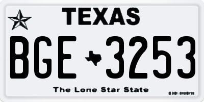TX license plate BGE3253
