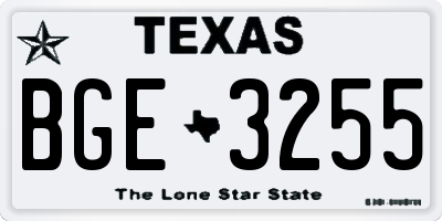 TX license plate BGE3255