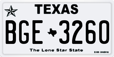 TX license plate BGE3260