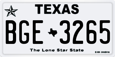 TX license plate BGE3265