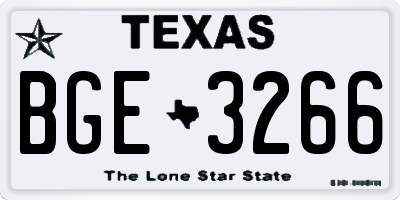 TX license plate BGE3266