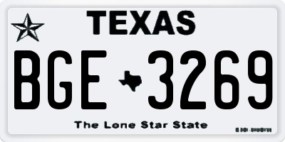 TX license plate BGE3269