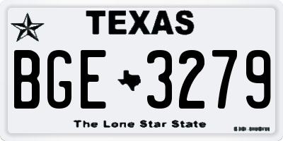 TX license plate BGE3279