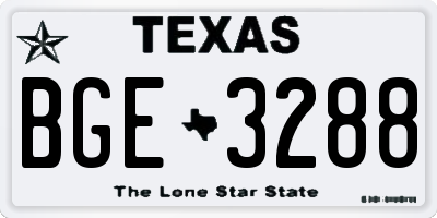 TX license plate BGE3288