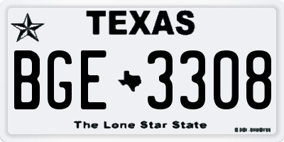 TX license plate BGE3308