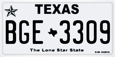 TX license plate BGE3309