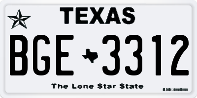 TX license plate BGE3312