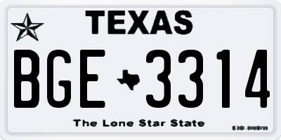 TX license plate BGE3314