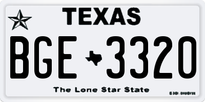 TX license plate BGE3320