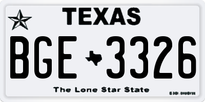 TX license plate BGE3326