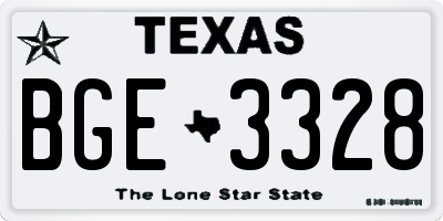 TX license plate BGE3328