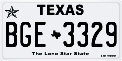 TX license plate BGE3329