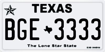 TX license plate BGE3333