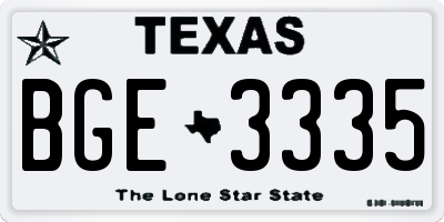TX license plate BGE3335