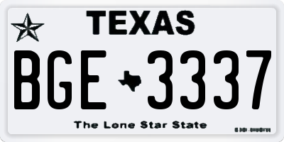 TX license plate BGE3337