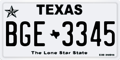 TX license plate BGE3345
