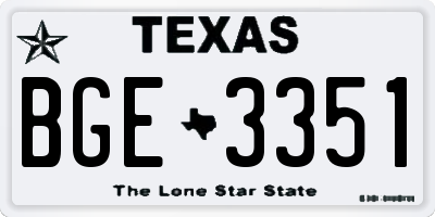 TX license plate BGE3351