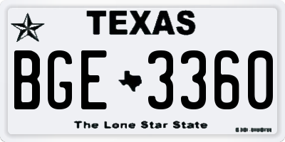 TX license plate BGE3360
