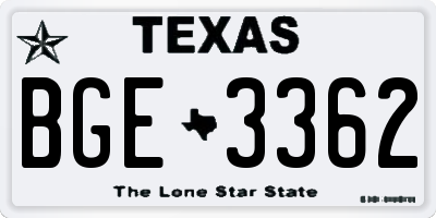 TX license plate BGE3362