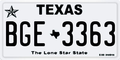 TX license plate BGE3363