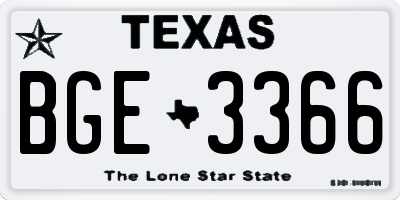 TX license plate BGE3366