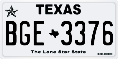 TX license plate BGE3376