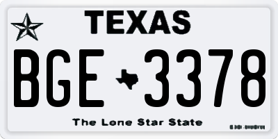 TX license plate BGE3378