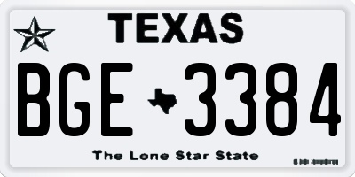 TX license plate BGE3384
