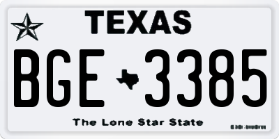 TX license plate BGE3385