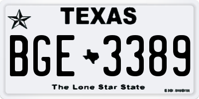 TX license plate BGE3389