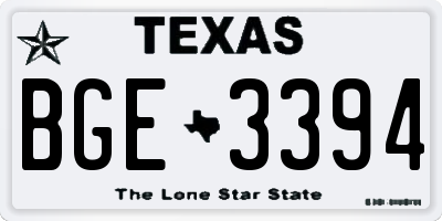 TX license plate BGE3394