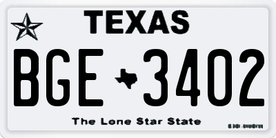 TX license plate BGE3402