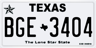 TX license plate BGE3404