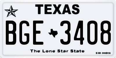 TX license plate BGE3408