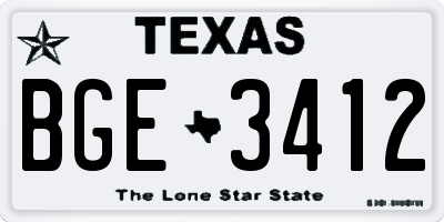 TX license plate BGE3412