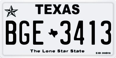 TX license plate BGE3413