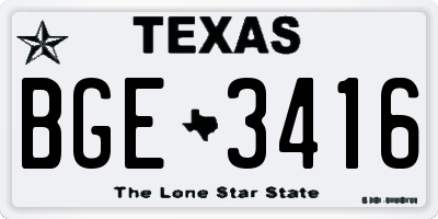 TX license plate BGE3416