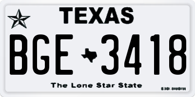 TX license plate BGE3418