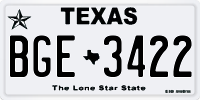 TX license plate BGE3422