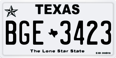 TX license plate BGE3423