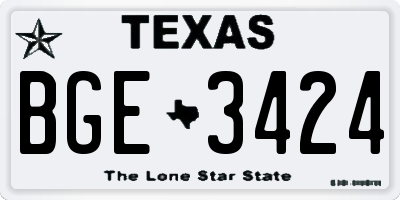 TX license plate BGE3424