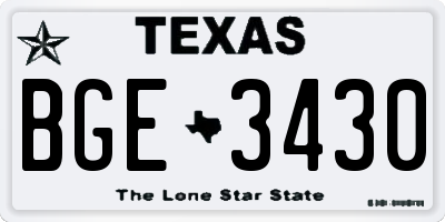 TX license plate BGE3430