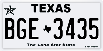 TX license plate BGE3435