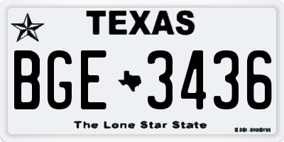 TX license plate BGE3436