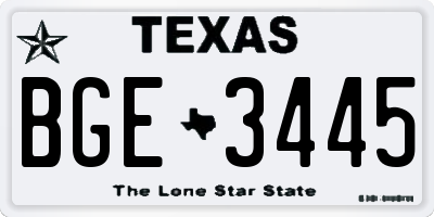 TX license plate BGE3445