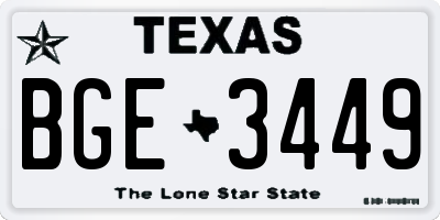 TX license plate BGE3449