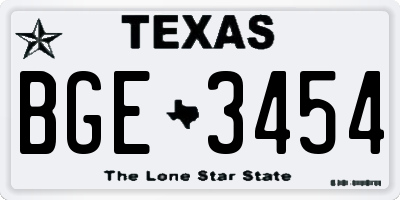 TX license plate BGE3454