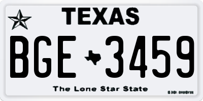 TX license plate BGE3459