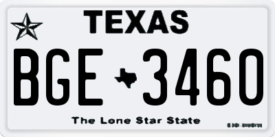 TX license plate BGE3460