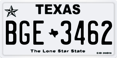 TX license plate BGE3462